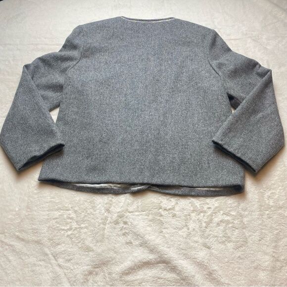 Gray Wool Herringbone Front Button Lined Jacket - Picture 2 of 12